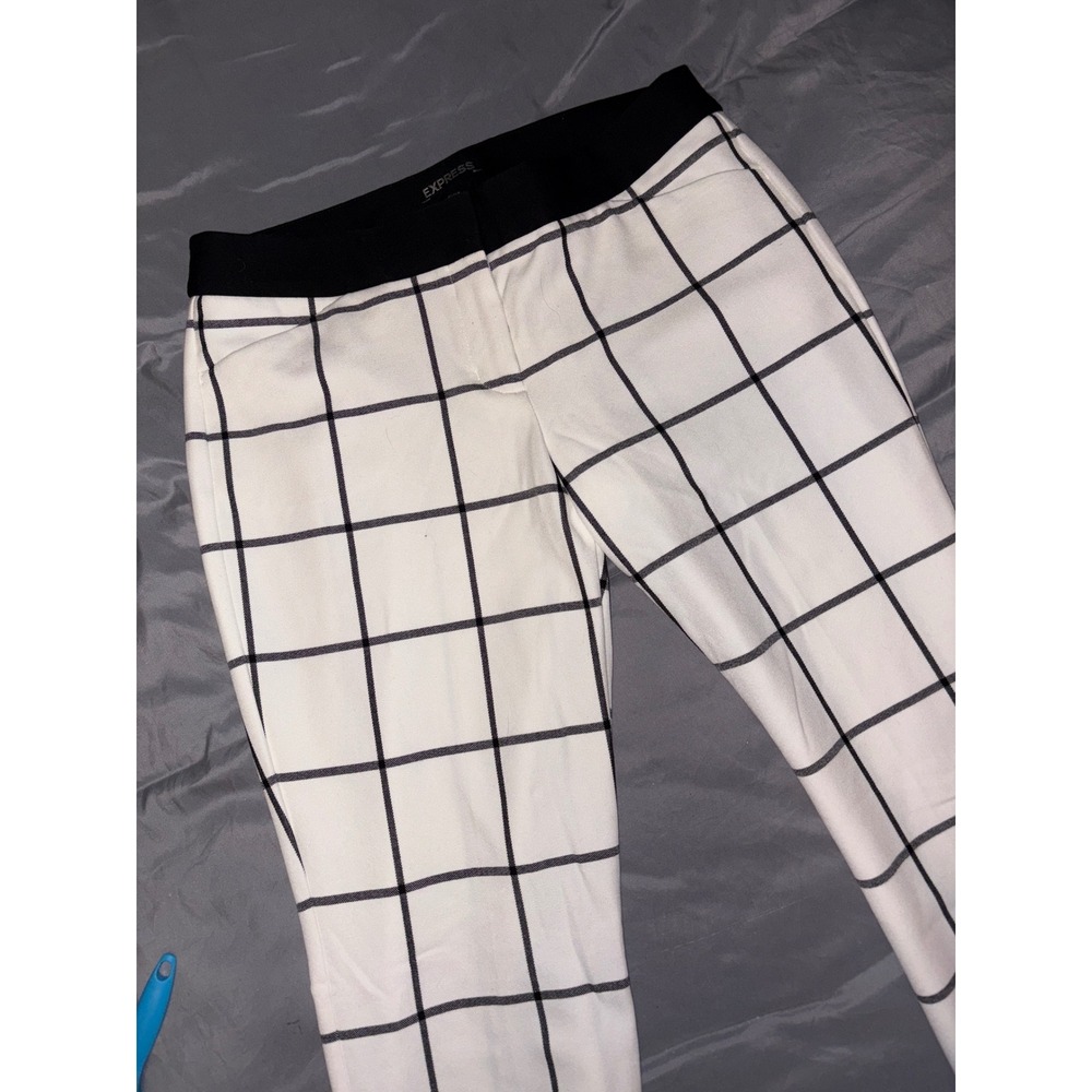 Express Editor Pants, White &‎ Black Windowpane Plaid, 6R